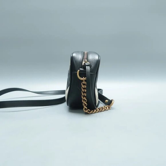 100% Authentic GUCCI Black&White Leather Shoulder Bag 796-102824 - Picture 4 of 12